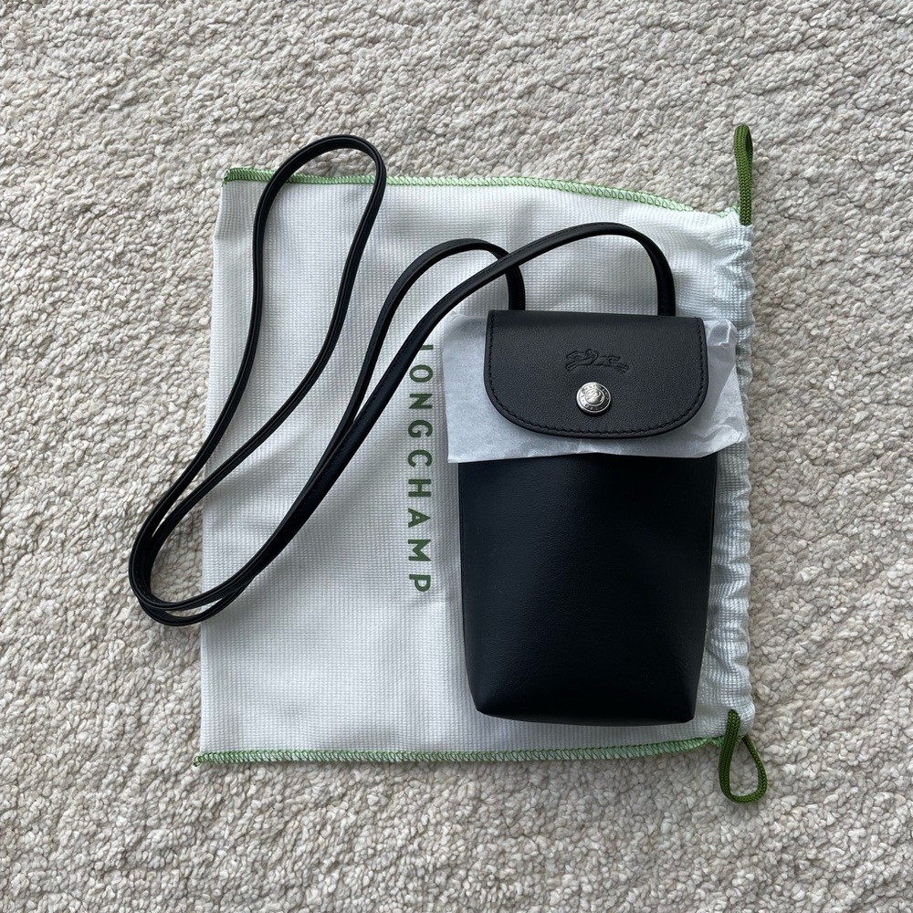 NEW Le Pliage Xtra Black Leather phone case